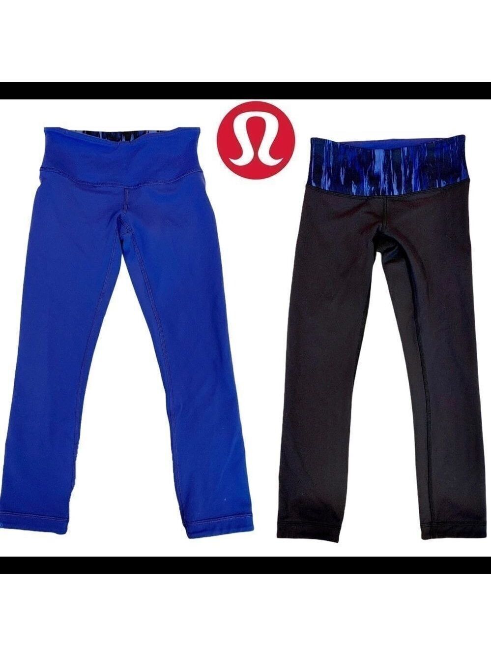 Lululemon Wunder Under Crop III Reversible (Black / Sapphire Blue 2